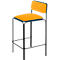 Meet by Paperflow Tabouret de bar Bistro, acier recouvert de similicuir, hauteur d'assise 850 mm, avec dossier, L 485 x P 435 x H 1060 mm, 2 pièces, noir/Safran