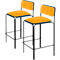 Meet by Paperflow Tabouret de bar Bistro, acier recouvert de similicuir, hauteur d'assise 850 mm, avec dossier, L 485 x P 435 x H 1060 mm, 2 pièces, noir/Safran