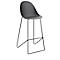 Gray bar stool with metal frame, against a white background.