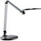 Een elegante bureaulamp met verstelbare armen en een ronde lampenkap.