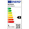 Energielabel voor een bureaulamp. De efficiëntieklasse is E, het verbruik is 7 kWh/1000h.