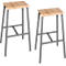 Two bar stools with light brown seats and grey metal legs, against a white background.