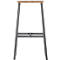 Stool with wooden seat and metal frame. Grey legs, light seat.