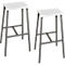 Two bar stools with white seats and gray metal frames.
