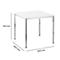 White square table with chrome legs, dimensions: 800 x 800 x 720 mm.