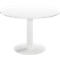 White round table with a single column and round base.
