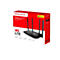 Schwarzer Mercusys 4G LTE Router in roter Verpackung mit vier Antennen und technischer Spezifikation.