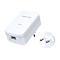 Weißer Mercusys AV1000 Powerline-Adapter mit LAN-Anschluss und europäischem Netzstecker.