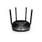 Routeur wifi noir avec quatre antennes. La marque est "MERCUSYS".