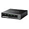 Schwarzer 5-Port Gigabit Desktop-Switch von Mercusys mit PoE+-Unterstützung auf weißem Hintergrund.