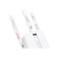 Weißer Mercusys WLAN-Repeater mit drei ausklappbaren Antennen und rot leuchtenden Statusanzeigen.