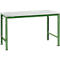 Mesa básica Manuflex UNIVERSAL especial, 1500 x 1000 mm, melamina gris luminoso, verde reseda