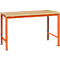 Mesa básica Manuflex UNIVERSAL especial, 1500 x 1000 mm, multiplex natural, rojo anaranjado