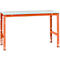 Mesa básica Manuflex UNIVERSAL estándar, tablero plástico, 1500x800, rojo anaranjado