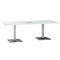 Mesa de conferencias, con panel de conexión a la mesa, hasta 8 personas, rectangular, de pie, W 2200 x D 1000 x H 720-820 mm, blanco/plateado