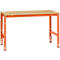 Mesa de trabajo Manuflex UNIVERSAL estándar, 1500 x 1000 mm, multiplex natural, rojo anaranjado