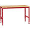 Mesa de trabajo Manuflex UNIVERSAL estándar, 1500 x 1000 mm, multiplex natural, rojo rubí