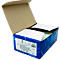 Open blauwe doos met witte kaarten. Op de doos staat "Fine Fabric" en een barcode.