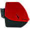 Red, rounded housing with black base and bracket.