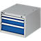 Meuble bas à tiroirs pour établi modulaire, type 1, 3 tiroirs, bleu gentiane RAL 5010/aluminium blanc RAL 9006
