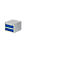 Meuble bas à tiroirs pour établi modulaire, type 2, 2 tiroirs, aluminium blanc RAL 9006/bleu enzyme RAL 5010