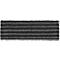Rectangular doormat with alternating gray and black horizontal stripes.