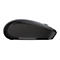 Souris d'ordinateur noire de profil, surface lisse, forme arrondie.