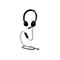 Schwarzes Microsoft Headset mit Kabel und integrierter Steuereinheit vor weißem Hintergrund.