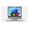 Offener, silberner Laptop mit farbenfrohem Bildschirmhintergrund. Tastatur, Touchpad und schwarzer Bildschirmrand.