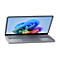 Graues Laptop-Modell. Auf dem Bildschirm ein farbenfrohes Design.