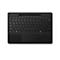 Schwarze Tastatur mit Touchpad. Tastenbeschriftung: Buchstaben, Ziffern, Sonderzeichen.