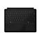 Schwarze Tastatur für ein Tablet mit Touchpad und QWERTY-Layout auf weißem Hintergrund.