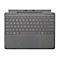 Graue Microsoft Surface Signature Tastatur in Draufsicht mit Stoffoberfläche und Trackpad.