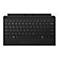 Schwarze Tastatur für Microsoft Surface mit QWERTY-Layout und Touchpad, frontal abgebildet.