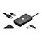 Adaptateur Microsoft gris foncÃ© avec divers cÃ¢bles de connexion : HDMI, USB-C, VGA et Ethernet.