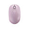 Helllila kabellose Maus mit Rollrad und Logo.