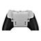 Arrière d'une manette Xbox Elite Series 2 blanche avec des poignées et des boutons noirs.