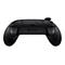 Schwarzer Xbox Controller. Oben: Tasten und Anschluss. Unten: Griffe. XBOX Logo.