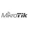 Graues Firmenlogo von MikroTik auf weißem Hintergrund.