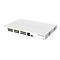 Weißer MikroTik Cloud Router Switch mit mehreren Netzwerkanschlüssen auf weißem Hintergrund.