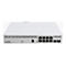 Weißer MikroTik Cloud Switch CSS610-8P-2S+IN mit Ethernet- und SFP+-Ports auf weißem Hintergrund.