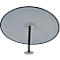 Disque réflecteur gris rond avec un bord noir, monté sur un col noir flexible avec une base grise.