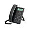 Schwarzes Mitel-IP-Telefon mit Hörer, Display und Tastenfeld vor weißem Hintergrund.
