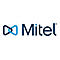 Blaues Firmenlogo von Mitel mit abstraktem Symbol aus zwei ineinandergreifenden Dreiecken.