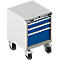 Mobiele gereedschapskast WSK 27-27, 4 laden, tot 75 kg, H 770 mm, individuele vergrendeling, staal, lichtgrijs/gentiaanblauw