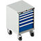 Mobiele gereedschapskast WSK 27-27, 6 laden, tot 75 kg, H 870 mm, individuele vergrendeling, staal, lichtgrijs/gentiaanblauw