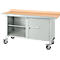 Mobiele werkbank Schäfer Shop Select PWi 150-1, beuken multiplex blad, met stalen rand, tot 400 kg, B 1500 x D 700 x H 840 mm