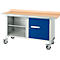 Mobiele werkbank Schäfer Shop Select PWi 150-1, beuken multiplex blad, met stalen rand, tot 400 kg, B 1500 x D 700 x H 840 mm