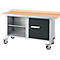 Mobiele werkbank Schäfer Shop Select PWi 150-1, beuken multiplex blad, met stalen rand, tot 400 kg, B 1500 x D 700 x H 840 mm