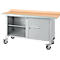 Mobiele werkbank Schäfer Shop Select PWi 150-1, beuken multiplex blad, met stalen rand, tot 400 kg, B 1500 x D 700 x H 840 mm